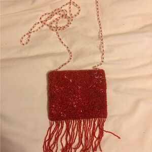 Moyna Red Beaded Fringe crossbody